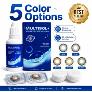 Weekly Color Contact Lens with 30 ml Mutisol+ Solution & Lens Case