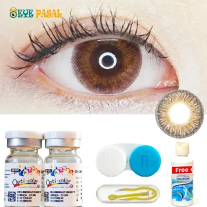 OptiColor Diana Brown Yearly Color Contact Lens (Power -0.50 to -8.00)